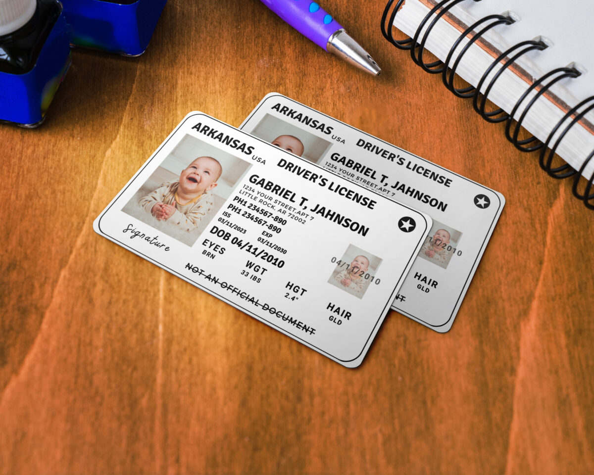 Pretend Play USA Driver License For Kids, Arkansas Driving License Template, Printable Toy Editable Keep Driving, Toddler Toy Digital In Canvas - Image 3