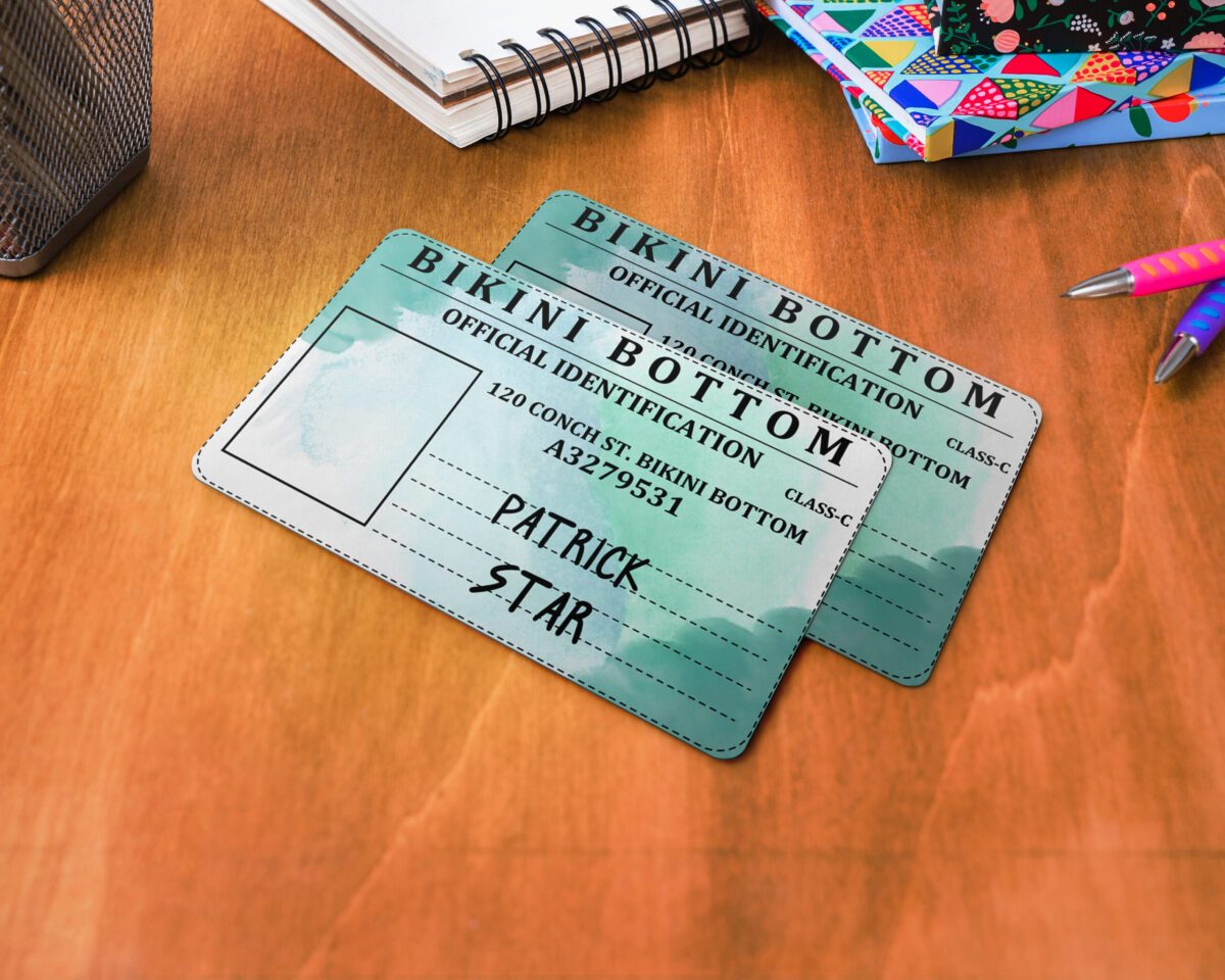 Customized Identification Drivers License Card , Bikini Bottom Card Skin, Patrick star Premium Quality digital canvas editor file - Image 2