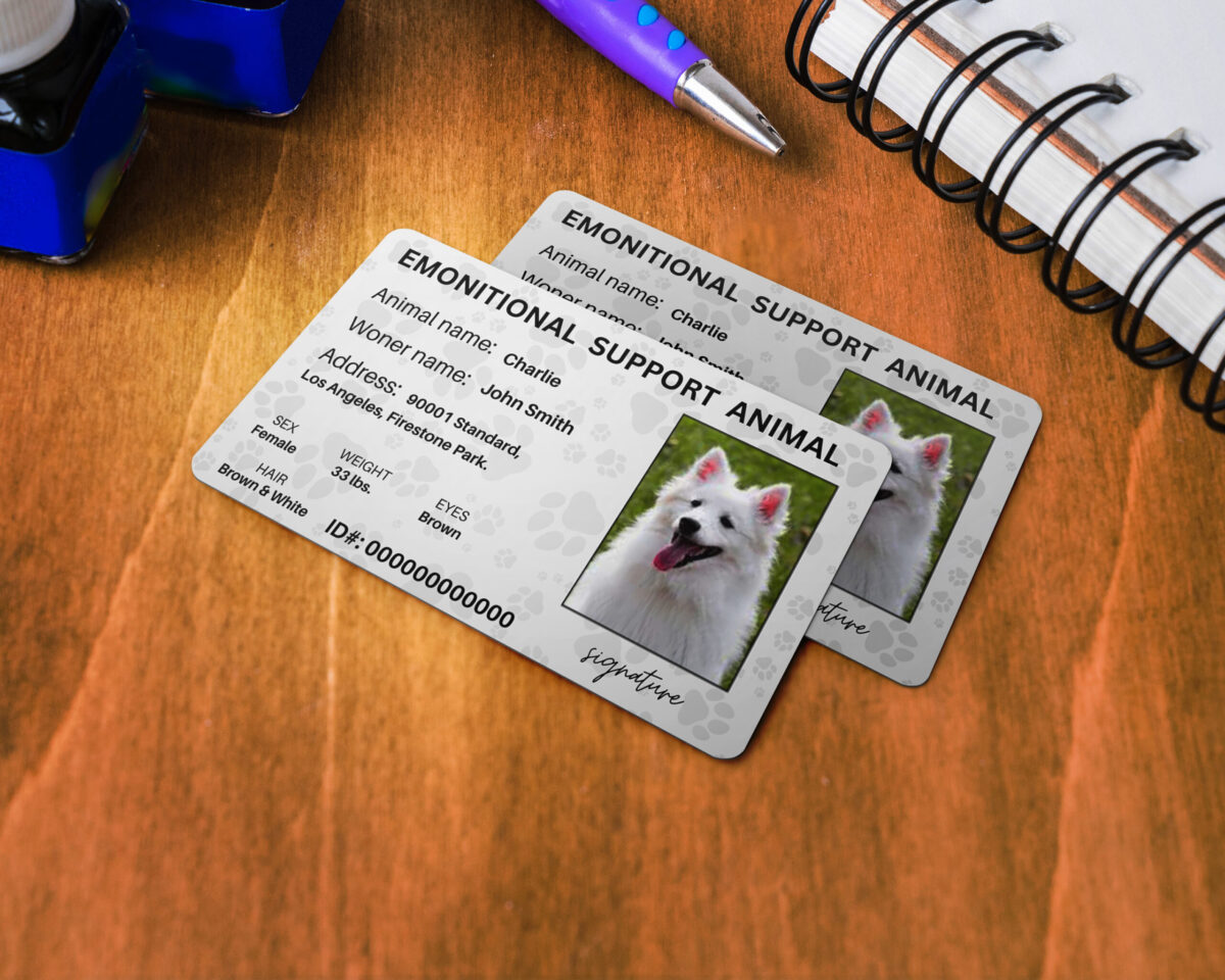 Emotional Support Personalized ID Stuffed Animale Plush Registration template, Animale ID Card Pet  Identification Card digital In canvas