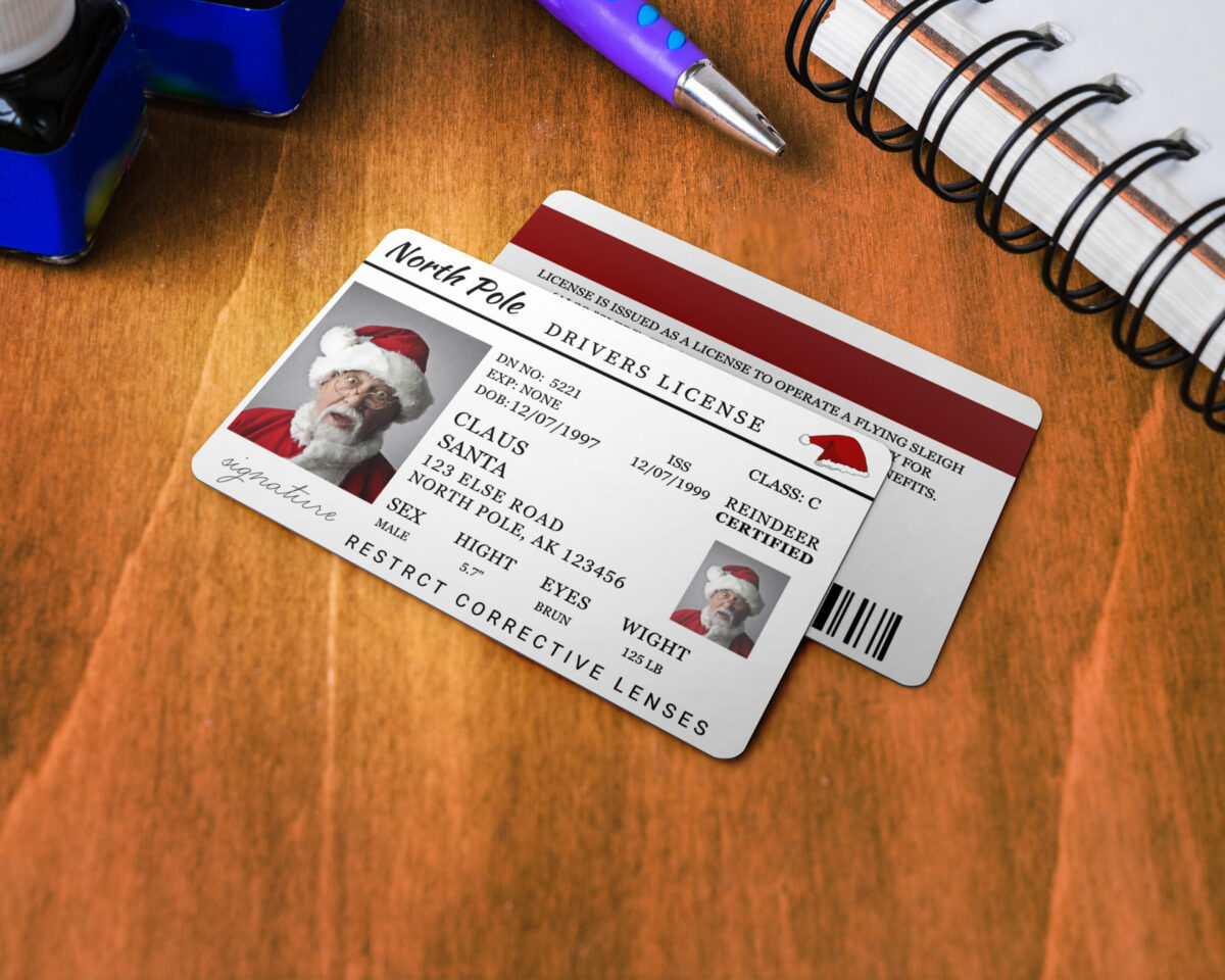 Custom Santa north pole Id card , Christmas Eve, Driving License, ID Card, Christmas novelty, North Pole, Santa Clause ID Card North Pole  Identification Card digital In canvas - Image 3