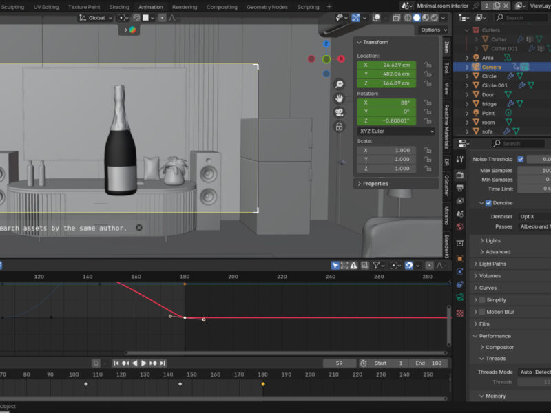 3d Champagne bottle with blender