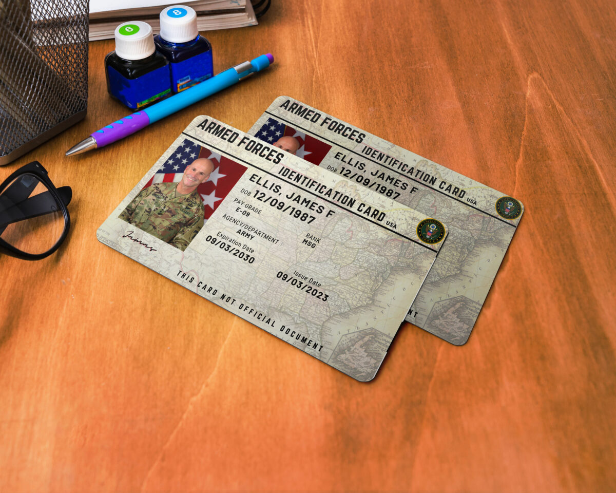 Armed Forces Identification Card, Personalized Photo Id Card TEMPLATE Armed Forces Identification Card  Safety, Custom Diy on Canva, Printable at Home, Realistic for Fun and Travel