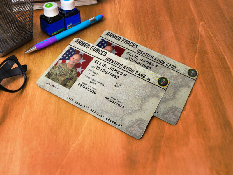 Armed Forces Identification Card, Personalized Photo Id Card TEMPLATE Armed Forces Identification Card  Safety, Custom Diy on Canva, Printable at Home, Realistic for Fun and Travel