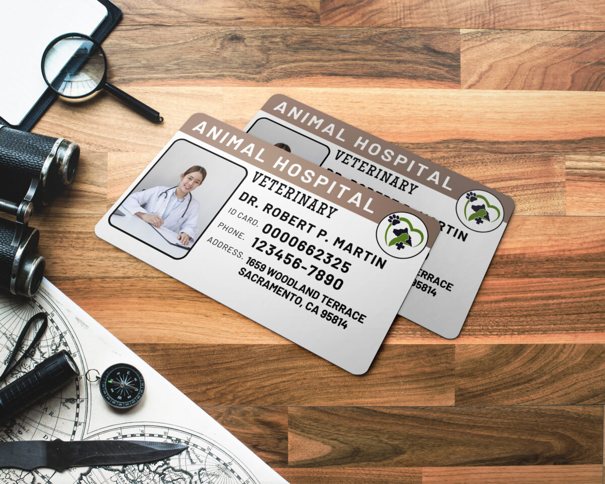 Editable Animal hospital ID Card Template, Custom Animal hospital ID Card Template, Printable Animal hospital Identification Badge, Canva Template