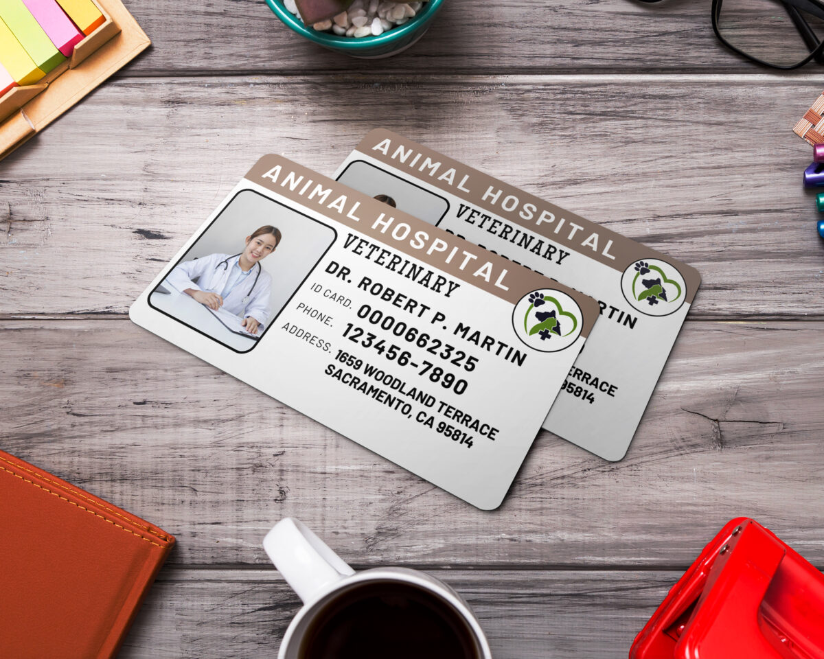 Editable Animal hospital ID Card Template, Custom Animal hospital ID Card Template, Printable Animal hospital Identification Badge, Canva Template - Image 4