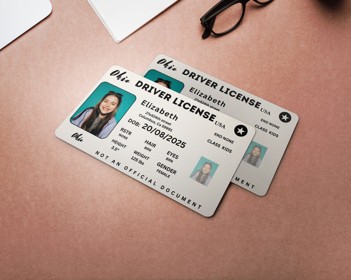 Ohio , ID Card, Personalized, Photo Id, Card ,TEMPLATE ,Ohio ID Card, Safety, Custom Diy , Canva, Printable , Home, Realistic , Fun , Travels