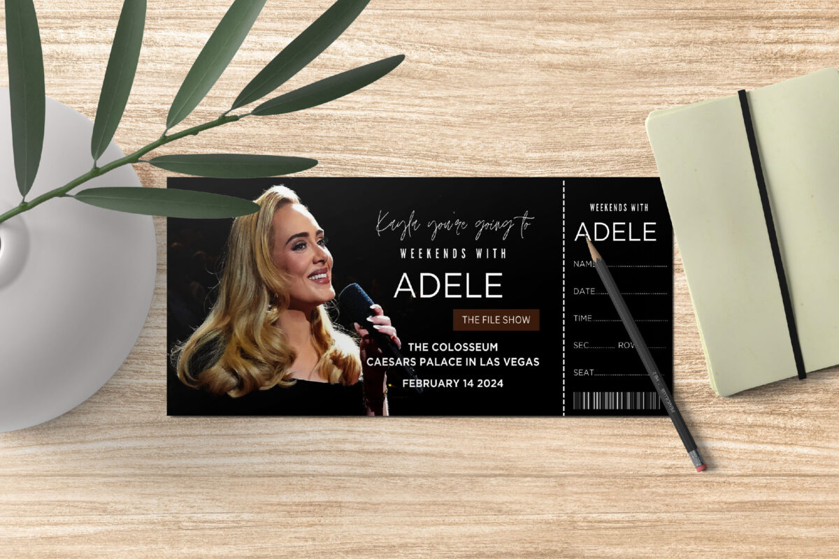 Editable Adele Surprise Ticket Template – Canva + PDF/JPEG – Concert, Travel, Party, Reunion, Birthday, Christmas, Vacation – Instant Download & Fully Customizable – Memorable Digital Ticket Surprise Gift for Him / Her - Image 3