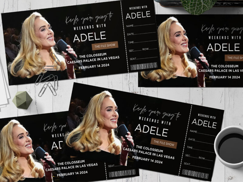 Editable Adele Surprise Ticket Template – Canva + PDF/JPEG – Concert, Travel, Party, Reunion, Birthday, Christmas, Vacation – Instant Download & Fully Customizable – Memorable Digital Ticket Surprise Gift for Him / Her