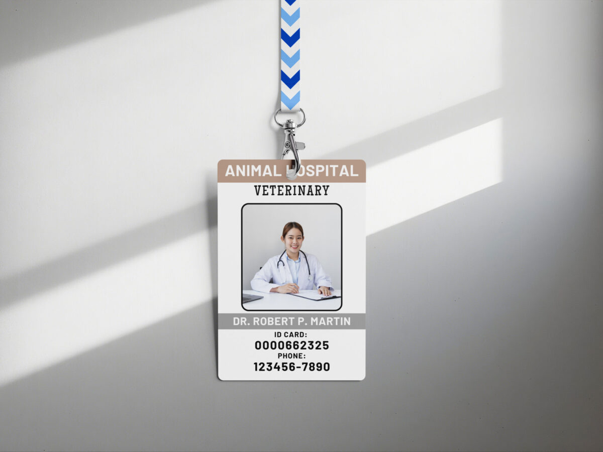 Animal hospital Badge, Custom ID Badge, Custom ID Card, Id Card Template, Employee Badge, Canva Template, Science lab, animal hospital Badge, Office Badge - Image 2