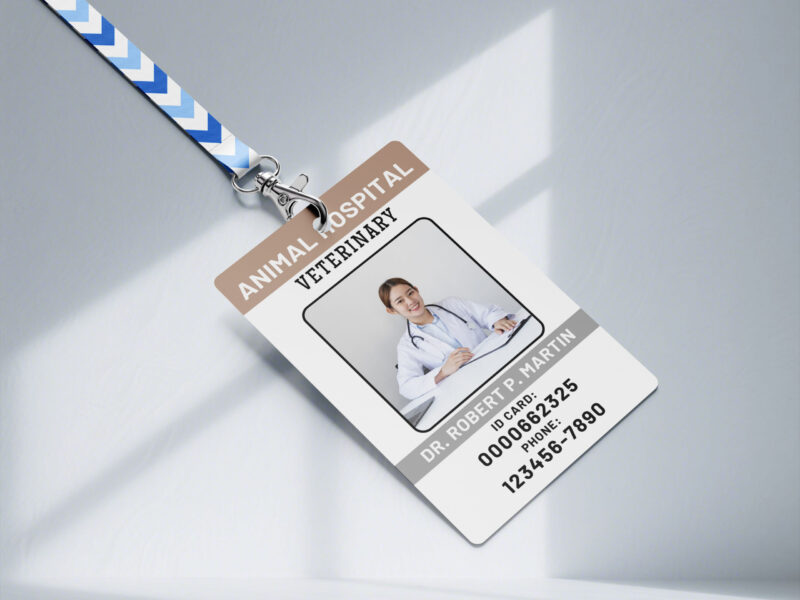 Animal hospital Badge, Custom ID Badge, Custom ID Card, Id Card Template, Employee Badge, Canva Template, Science lab, animal hospital Badge, Office Badge