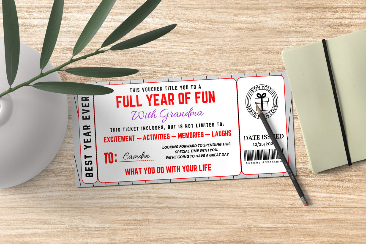 Editable Best year ever! Surprise Ticket Template – Canva + PDF/JPEG – Concert, Travel, Party, Reunion, Birthday, Christmas, Vacation – Instant Download & Fully Customizable – Memorable Digital Ticket Surprise Gift for Him / Her - Image 2