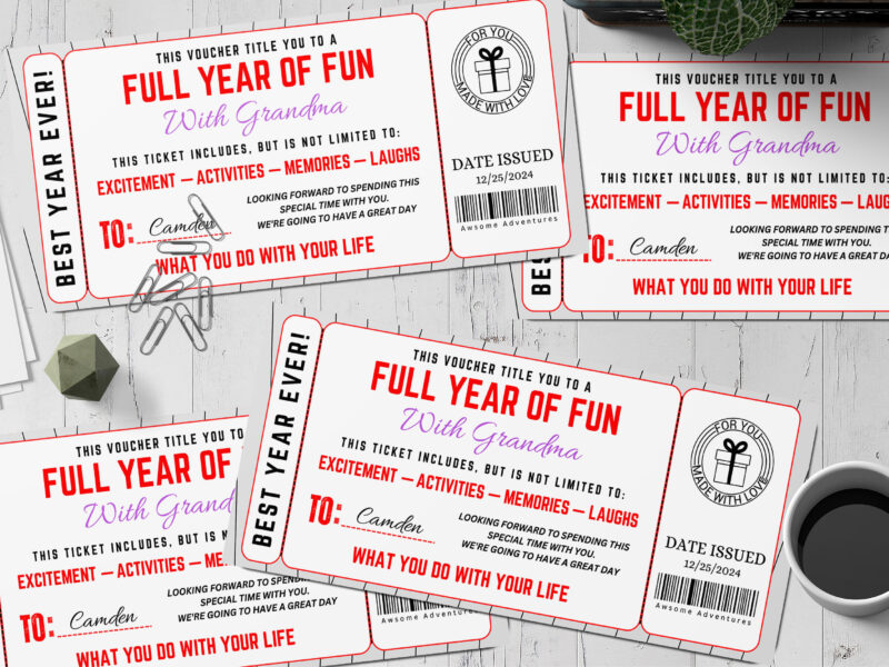 Editable Best year ever! Surprise Ticket Template – Canva + PDF/JPEG – Concert, Travel, Party, Reunion, Birthday, Christmas, Vacation – Instant Download & Fully Customizable – Memorable Digital Ticket Surprise Gift for Him / Her