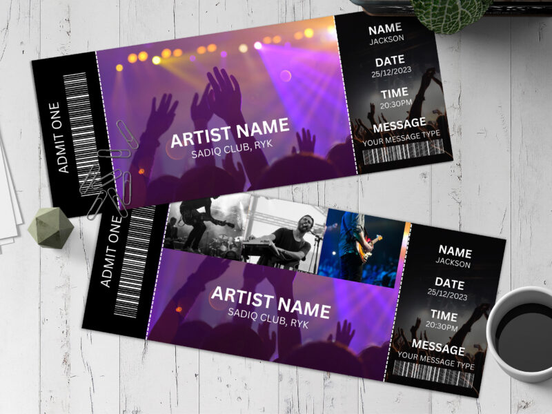 Editable Concert Surprise Ticket Template – Canva + PDF/JPEG – Concert, Travel, Party, Reunion, Birthday, Christmas, Vacation – Instant Download & Fully Customizable – Memorable Digital Ticket Surprise Gift for Him / Her