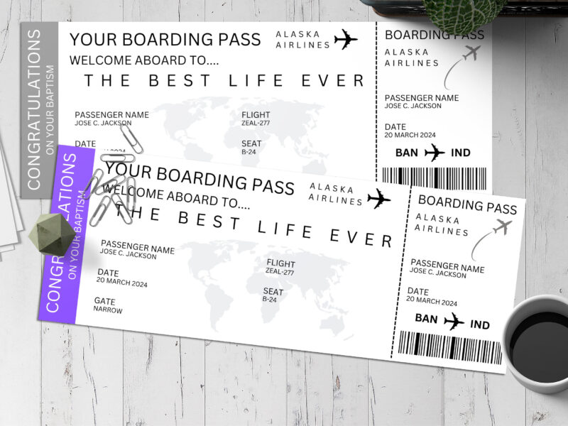 Editable Congratulations Trip Surprise Ticket Template – Canva + PDF/JPEG – Concert, Travel, Party, Reunion, Birthday, Christmas, Vacation – Instant Download & Fully Customizable – Memorable Digital Ticket Surprise Gift for Him / Her