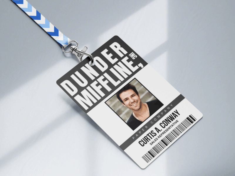 Dunder Mifflin, INC ID badge , Custom ID Badge, Custom ID Card, Id Card Template, Employee Badge, Canva Template, Dunder Mifflin, INC ID badge Digital Custom ID Office Badge Editable in canvas