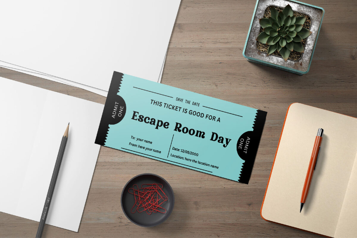 Editable Escape room day ticket Surprise Ticket Template – Canva + PDF/JPEG – Concert, Travel, Party, Reunion, Birthday, Christmas, Vacation – Instant Download & Fully Customizable – Memorable Digital Ticket Surprise Gift for Him / Her - Image 2