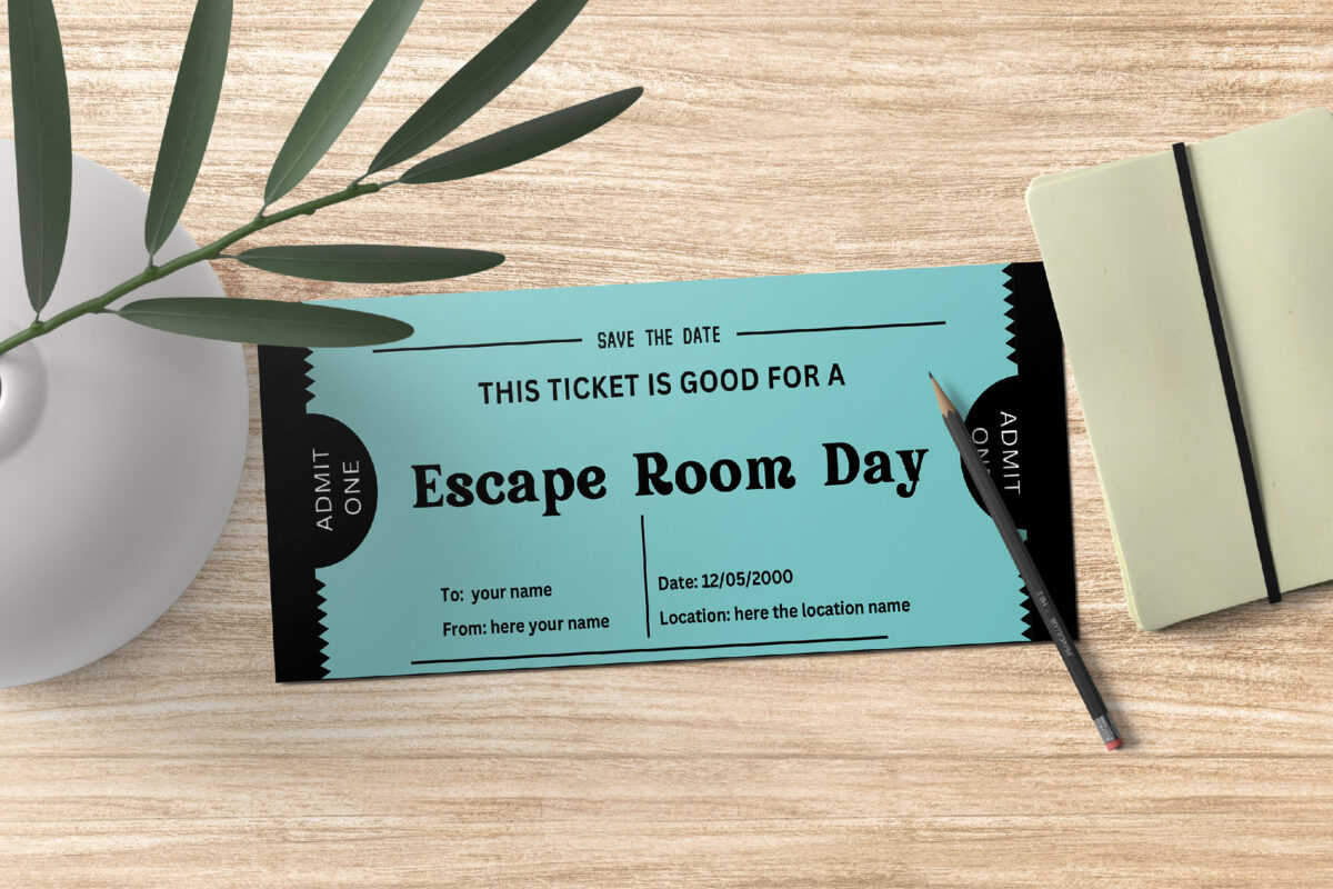 Editable Escape room day ticket Surprise Ticket Template – Canva + PDF/JPEG – Concert, Travel, Party, Reunion, Birthday, Christmas, Vacation – Instant Download & Fully Customizable – Memorable Digital Ticket Surprise Gift for Him / Her - Image 3
