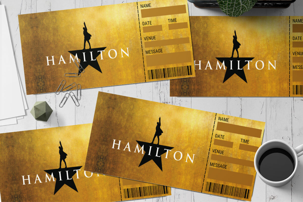 Editable Hamilton Surprise Ticket Template – Canva + PDF/JPEG – Concert, Travel, Party, Reunion, Birthday, Christmas, Vacation – Instant Download & Fully Customizable – Memorable Digital Ticket Surprise Gift for Him / Her