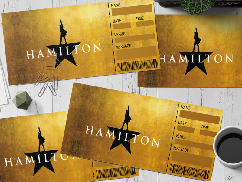 Editable Hamilton Surprise Ticket Template – Canva + PDF/JPEG – Concert, Travel, Party, Reunion, Birthday, Christmas, Vacation – Instant Download & Fully Customizable – Memorable Digital Ticket Surprise Gift for Him / Her
