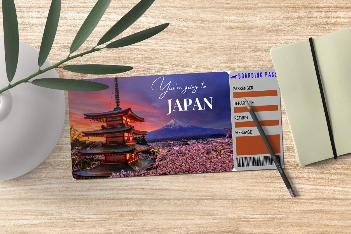 Editable Japan Surprise Ticket Template – Canva + PDF/JPEG – Concert, Travel, Party, Reunion, Birthday, Christmas, Vacation – Instant Download & Fully Customizable – Memorable Digital Ticket Surprise Gift for Him / Her - Image 3