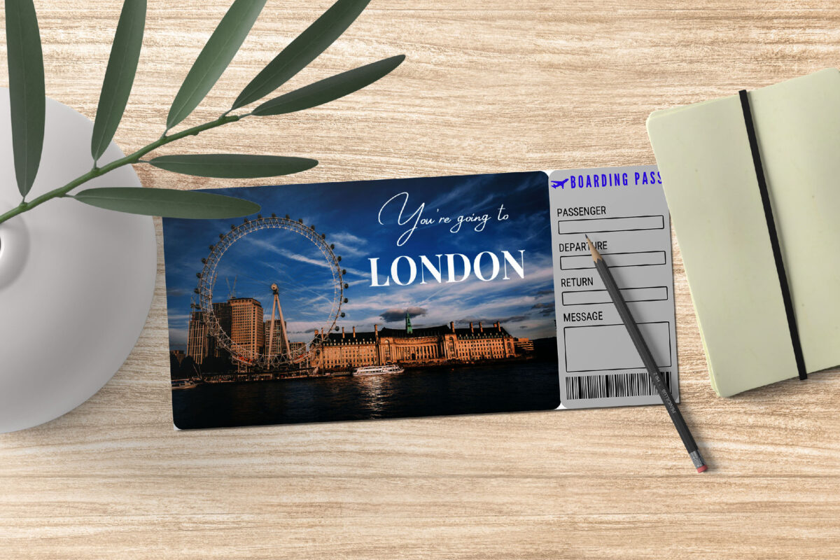 Editable London Surprise Ticket Template – Canva + PDF/JPEG – Concert, Travel, Party, Reunion, Birthday, Christmas, Vacation – Instant Download & Fully Customizable – Memorable Digital Ticket Surprise Gift for Him / Her - Image 2