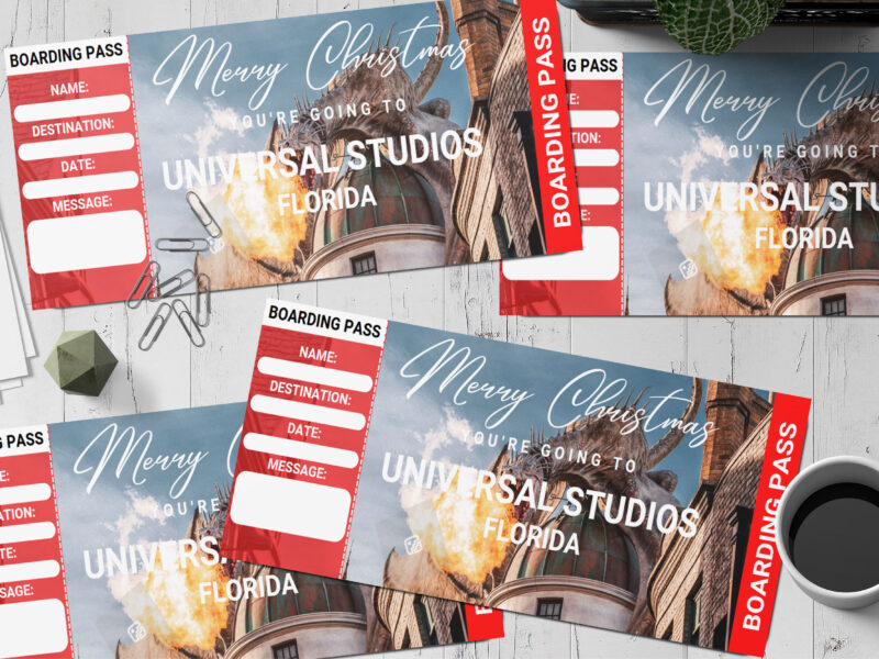Editable Merry Christmas Surprise Ticket Template – Canva + PDF/JPEG – Concert, Travel, Party, Reunion, Birthday, Christmas, Vacation – Instant Download & Fully Customizable – Memorable Digital Ticket Surprise Gift for Him / Her