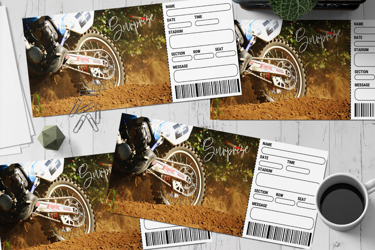 Editable Monster bike Surprise Ticket Template – Canva + PDF/JPEG – Concert, Travel, Party, Reunion, Birthday, Christmas, Vacation – Instant Download & Fully Customizable – Memorable Digital Ticket Surprise Gift for Him / Her