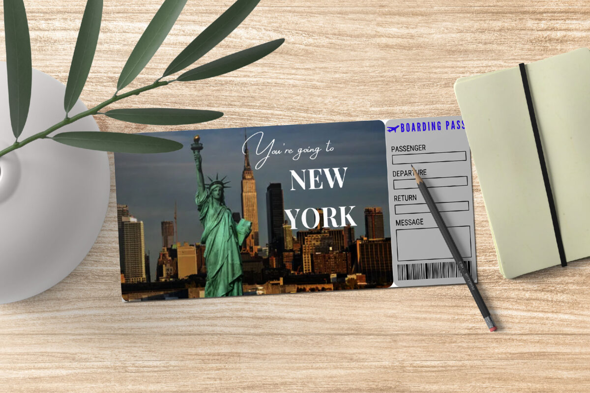 Editable New York Surprise Ticket Template – Canva + PDF/JPEG – Concert, Travel, Party, Reunion, Birthday, Christmas, Vacation – Instant Download & Fully Customizable – Memorable Digital Ticket Surprise Gift for Him / Her - Image 3
