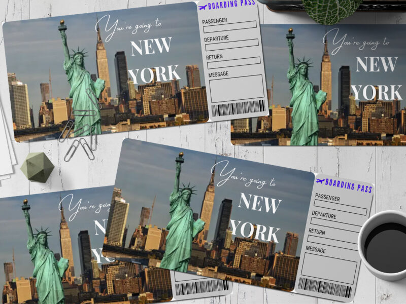 Editable New York Surprise Ticket Template – Canva + PDF/JPEG – Concert, Travel, Party, Reunion, Birthday, Christmas, Vacation – Instant Download & Fully Customizable – Memorable Digital Ticket Surprise Gift for Him / Her