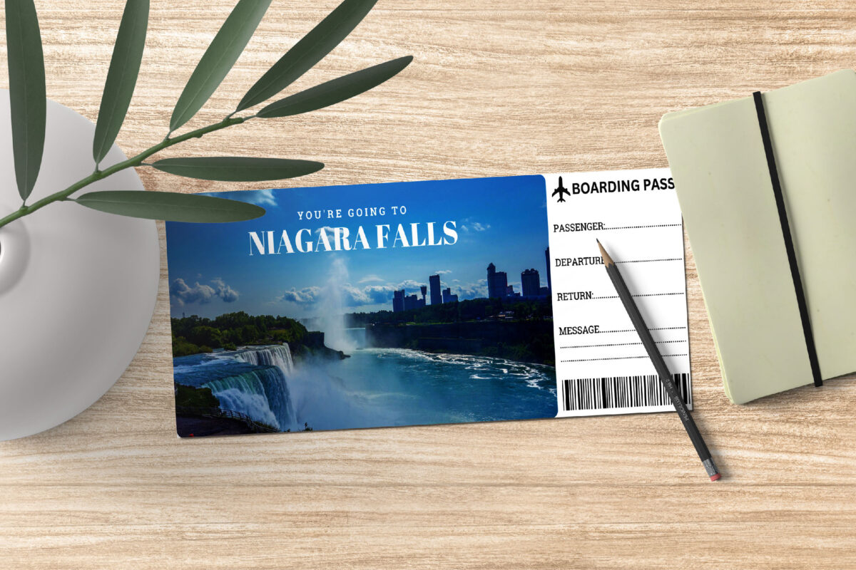 Editable Niagara falls Surprise Ticket Template – Canva + PDF/JPEG – Concert, Travel, Party, Reunion, Birthday, Christmas, Vacation – Instant Download & Fully Customizable – Memorable Digital Ticket Surprise Gift for Him / Her - Image 3