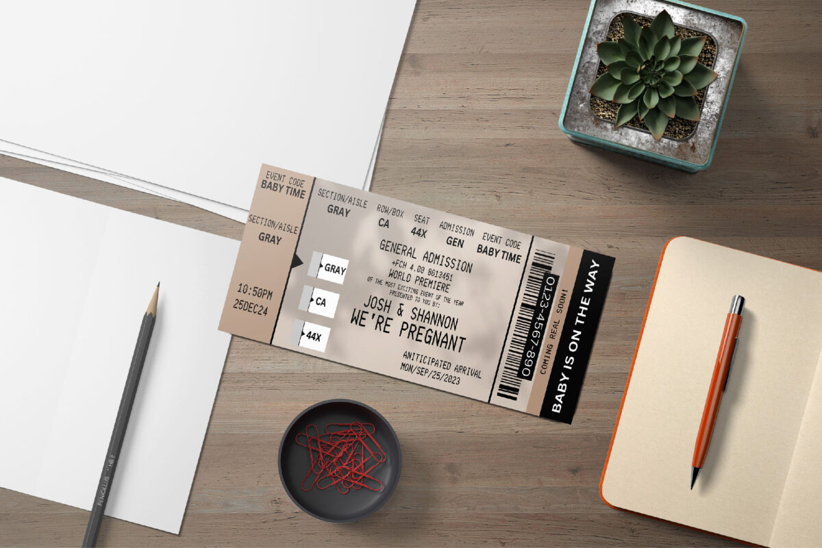 Editable Pregnant Surprise Ticket Template – Canva + PDF/JPEG – Concert, Travel, Party, Reunion, Birthday, Christmas, Vacation – Instant Download & Fully Customizable – Memorable Digital Ticket Surprise Gift for Him / Her - Image 4