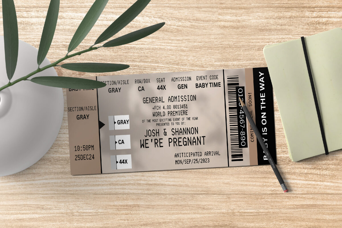 Editable Pregnant Surprise Ticket Template – Canva + PDF/JPEG – Concert, Travel, Party, Reunion, Birthday, Christmas, Vacation – Instant Download & Fully Customizable – Memorable Digital Ticket Surprise Gift for Him / Her - Image 3