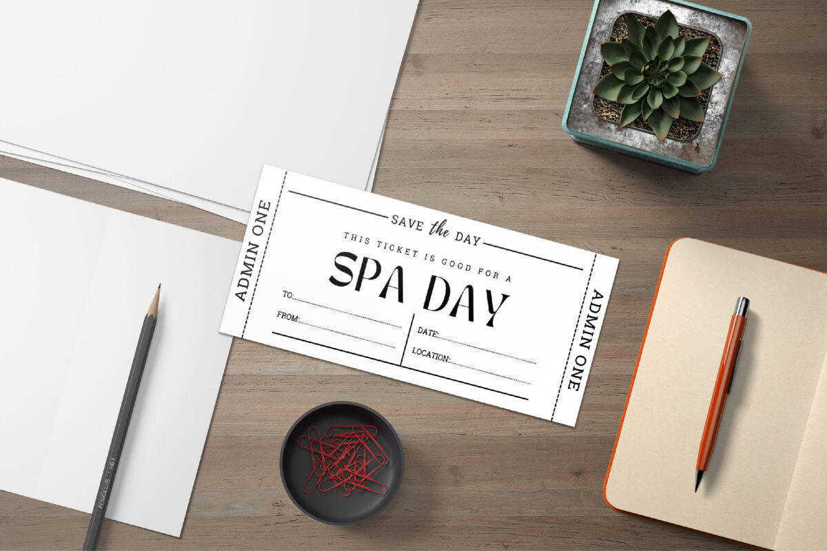 Editable Spa day Surprise Ticket Template – Canva + PDF/JPEG – Concert, Travel, Party, Reunion, Birthday, Christmas, Vacation – Instant Download & Fully Customizable – Memorable Digital Ticket Surprise Gift for Him / Her - Image 2