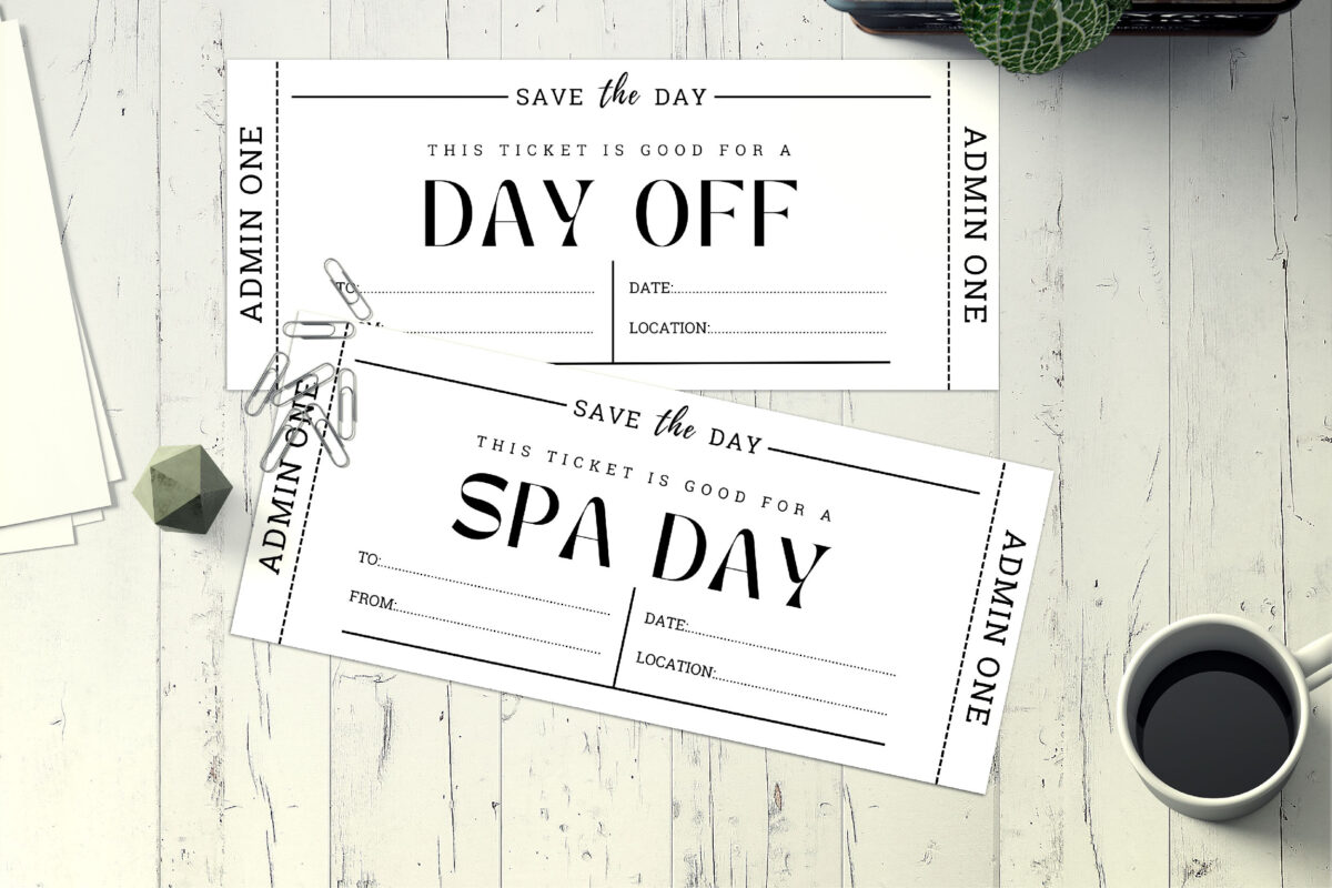 Editable Spa day Surprise Ticket Template – Canva + PDF/JPEG – Concert, Travel, Party, Reunion, Birthday, Christmas, Vacation – Instant Download & Fully Customizable – Memorable Digital Ticket Surprise Gift for Him / Her