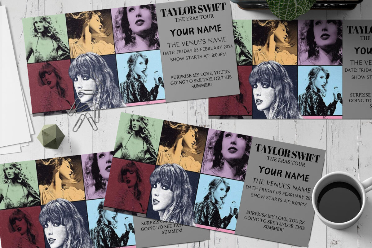 Editable Taylor swift Surprise Ticket Template – Canva + PDF/JPEG – Concert, Travel, Party, Reunion, Birthday, Christmas, Vacation – Instant Download & Fully Customizable – Memorable Digital Ticket Surprise Gift for Him / Her