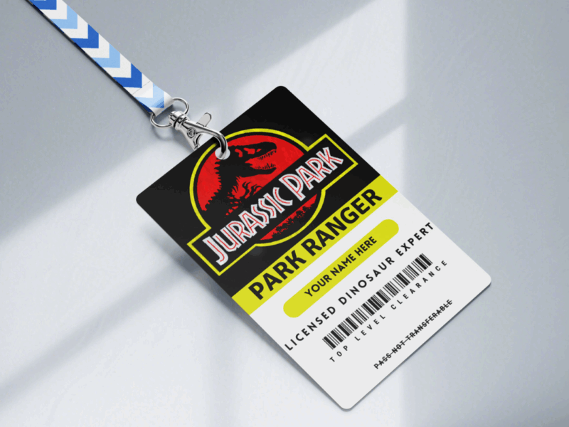 Jurassic Park ID Badge, Custom ID Badge, Custom ID Card, Id Card Template, Employee Badge, Canva Template, Jurassic Park Digital Custom ID Office Badge Editable in canvas