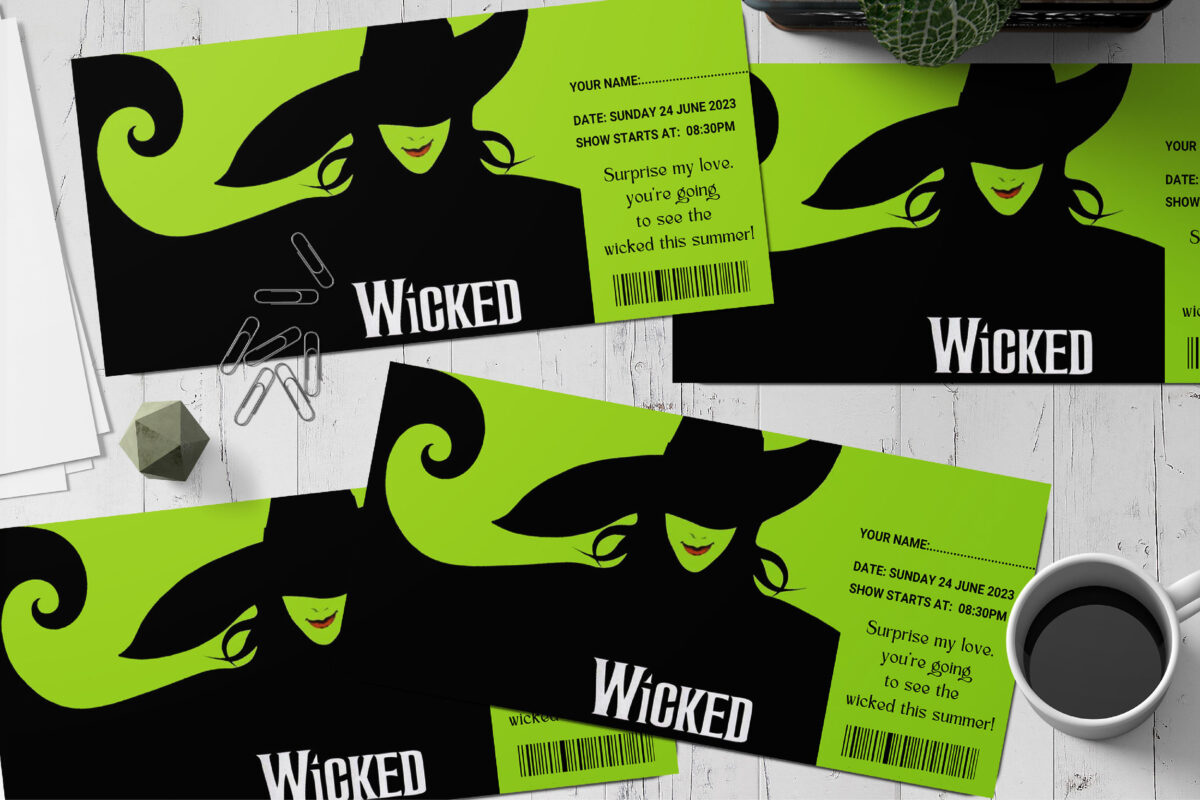 Editable Wicked Surprise Ticket Template – Canva + PDF/JPEG – Concert, Travel, Party, Reunion, Birthday, Christmas, Vacation – Instant Download & Fully Customizable – Memorable Digital Ticket Surprise Gift for Him / Her