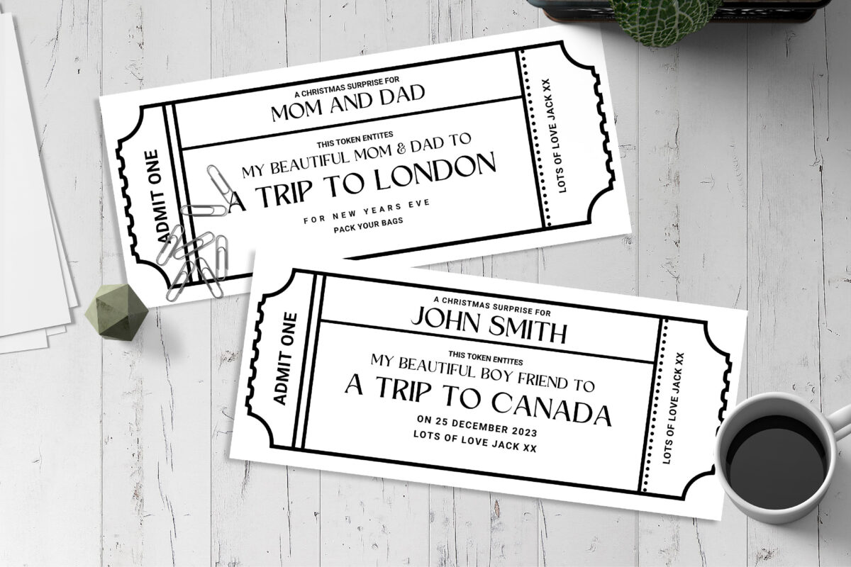 Editable a trip to London Surprise Ticket Template – Canva + PDF/JPEG – Concert, Travel, Party, Reunion, Birthday, Christmas, Vacation – Instant Download & Fully Customizable – Memorable Digital Ticket Surprise Gift for Him / Her