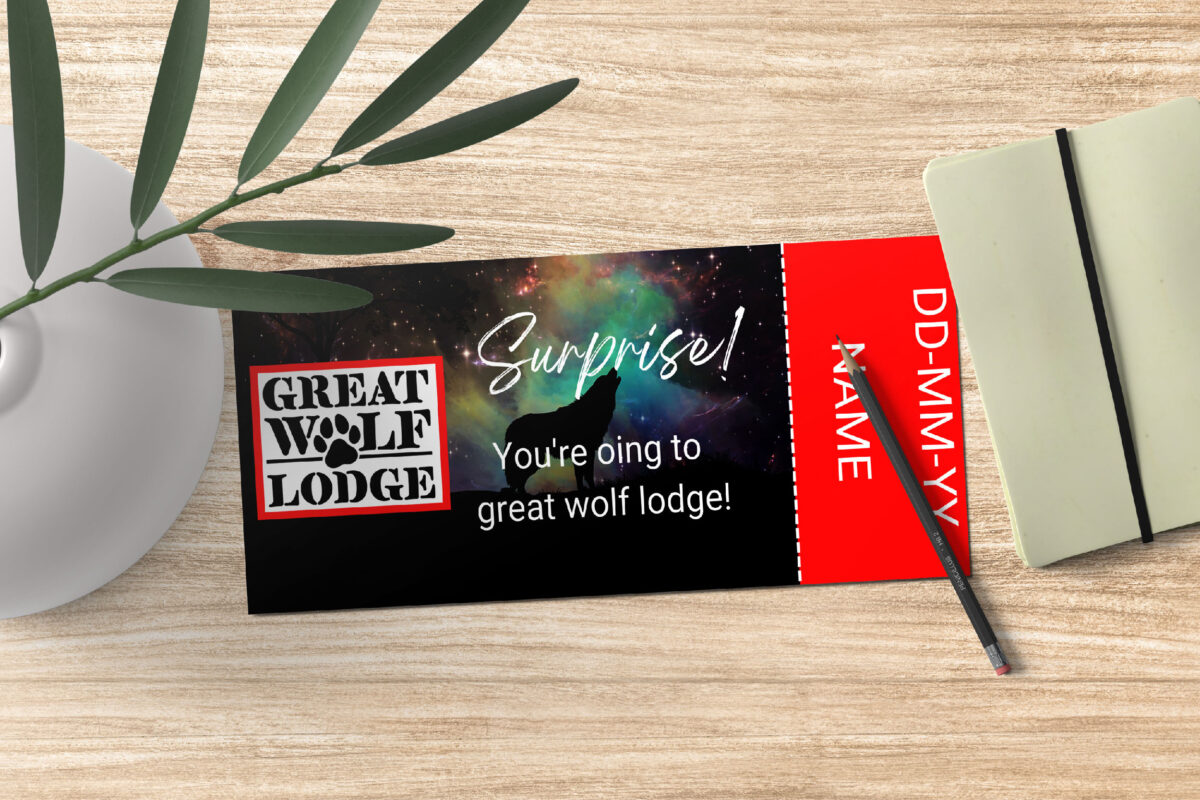 Editable great wolf lodge Ticket Template – Canva + PDF/JPEG – Concert, Travel, Party, Reunion, Birthday, Christmas, Vacation – Instant Download & Fully Customizable – Memorable Digital Ticket Surprise Gift for Him / Her - Image 2