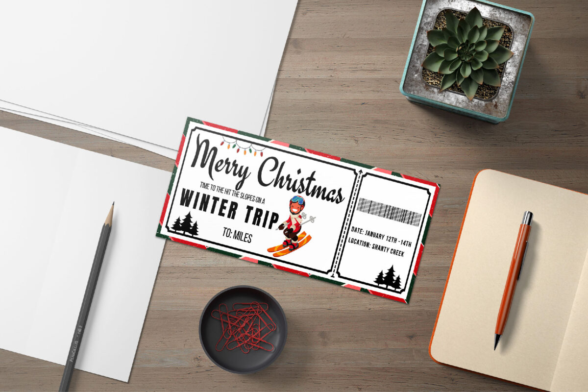 Editable Merry Christmas Winter Trip Ticket Template – Canva + PDF/JPEG – Concert, Travel, Party, Reunion, Birthday, Christmas, Vacation – Instant Download & Fully Customizable – Memorable Digital Ticket Surprise Gift for Him / He - Image 4