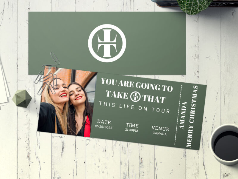 Editable Take That Surprise Ticket Template – Canva + PDF/JPEG – Concert, Travel, Party, Reunion, Birthday, Christmas, Vacation – Instant Download & Fully Customizable – Memorable Digital Ticket Surprise Gift for Him / Her
