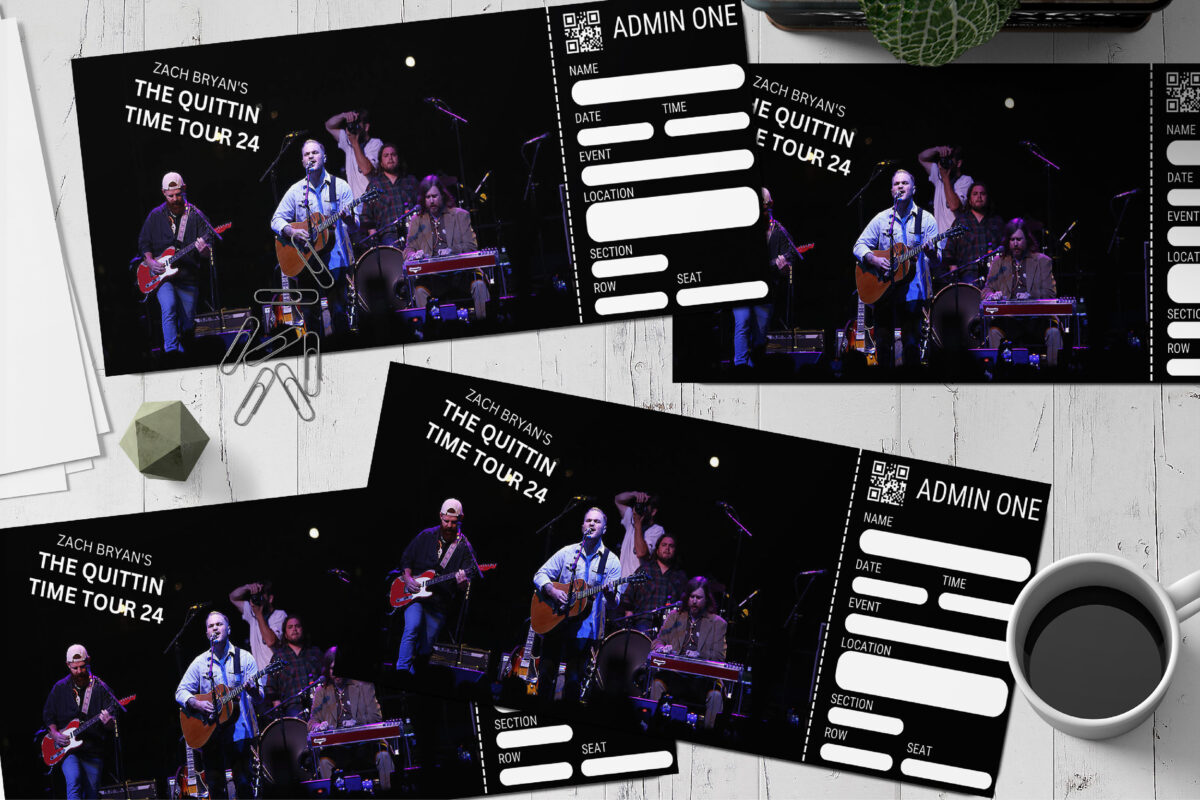Editable Zach Bryan's the quitting time tour 24 Surprise Ticket Template – Canva + PDF/JPEG – Concert, Travel, Party, Reunion, Birthday, Christmas, Vacation – Instant Download & Fully Customizable – Memorable Digital Ticket Surprise Gift for Him / Her
