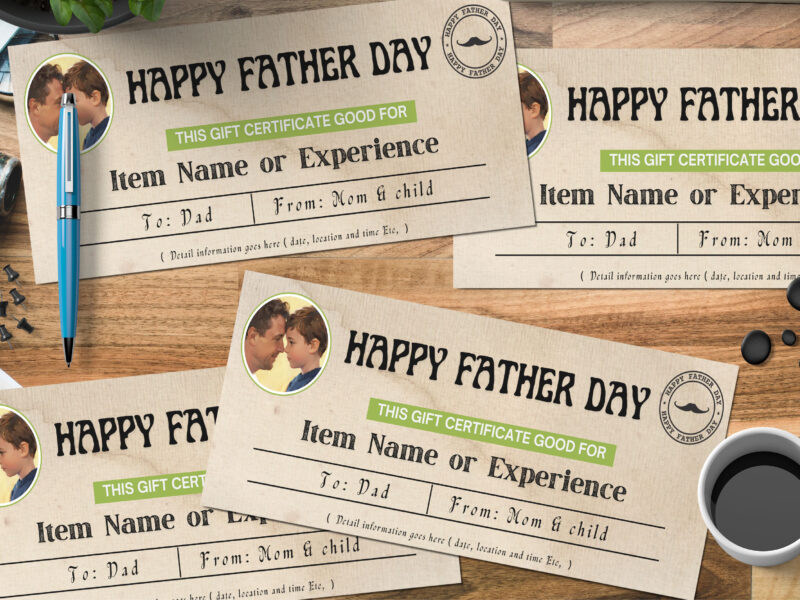 Editable Father's Day Gift Voucher Template – Printable Experience Coupon for Dad, Custom Reusable Certificate, Instant Download Present Idea