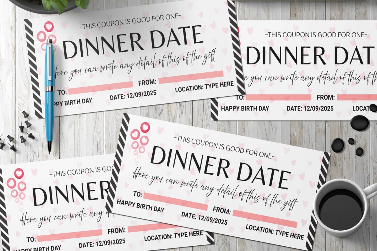 Editable Dinner Date Surprise Ticket Template – Canva + PDF/JPEG – Concert, Travel, Party, Reunion, Birthday, Christmas, Vacation – Instant Download & Fully Customizable – Memorable Digital Ticket Surprise Gift for Him / Her