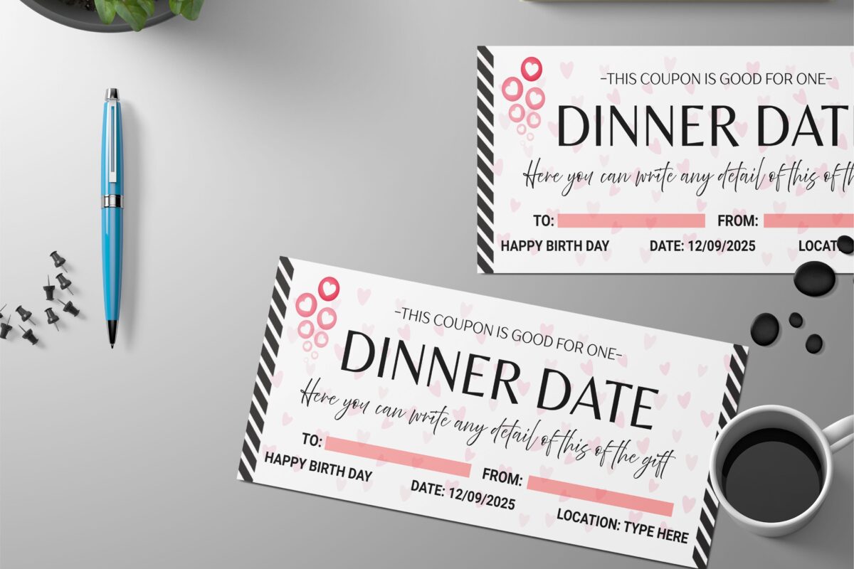Editable Dinner Date Surprise Ticket Template – Canva + PDF/JPEG – Concert, Travel, Party, Reunion, Birthday, Christmas, Vacation – Instant Download & Fully Customizable – Memorable Digital Ticket Surprise Gift for Him / Her - Image 3