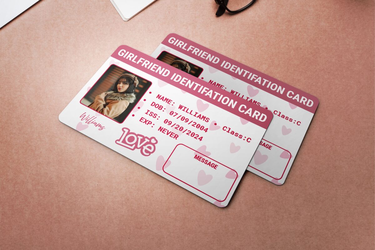 Custom Editable Girlfriend Identifation Card Template | Fun Novelty ID Card | Printable Canva Design for Events, Gifts, and Parties | Personalized Canva ID Card Template | Editable Fake License for Gag Gifts, Birthdays, or Events | Instant Download | Canva Template for Fun & Commercial License.