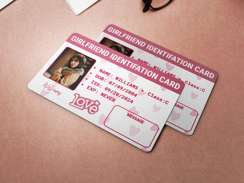Custom Editable Girlfriend Identifation Card Template | Fun Novelty ID Card | Printable Canva Design for Events, Gifts, and Parties | Personalized Canva ID Card Template | Editable Fake License for Gag Gifts, Birthdays, or Events | Instant Download | Canva Template for Fun & Commercial License.