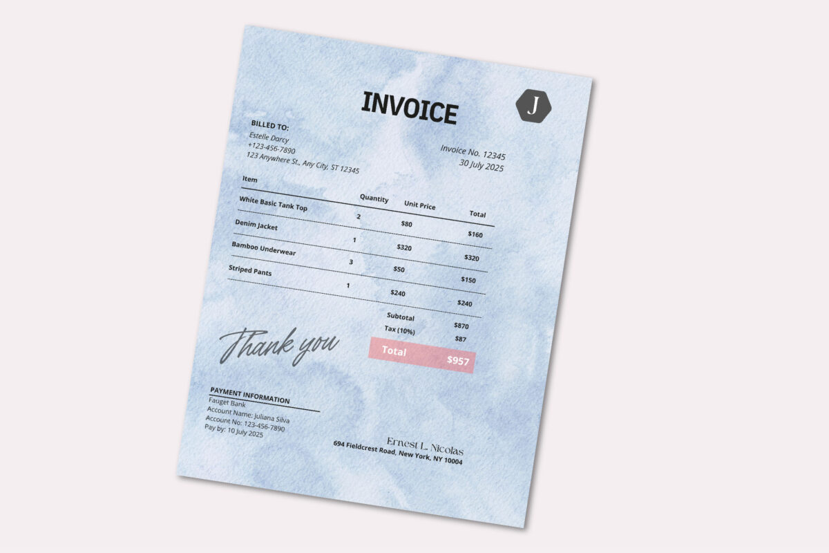Invoice Template - Minimalist Business Invoice, Small Business Template, Modern Boho Client Invoice, Editable Template, Services Invoice, Use Commercial license - Image 3