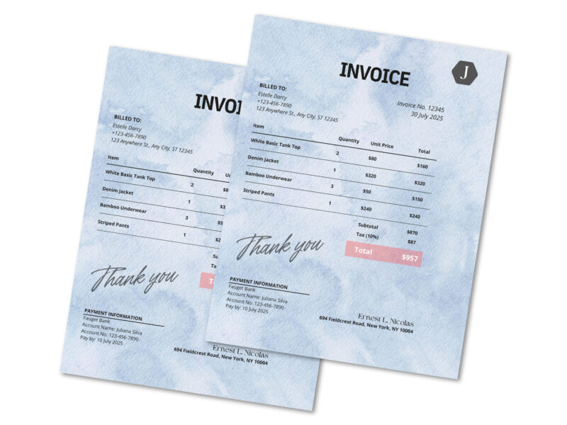 Invoice Template - Minimalist Business Invoice, Small Business Template, Modern Boho Client Invoice, Editable Template, Services Invoice, Use Commercial license