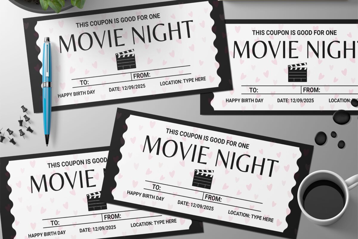 Editable Movie Night Surprise Ticket Template – Canva + PDF/JPEG – Concert, Travel, Party, Reunion, Birthday, Christmas, Vacation – Instant Download & Fully Customizable – Memorable Digital Ticket Surprise Gift for Him / Her